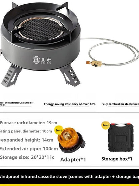 New Explorer 4000W infrared camping stove: portable, windproof, with electronic ignition for outdoor cooking.