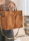 Autumn Winter Multi-Pocket Thick Corduroy Simple Commuter Tote Student Leisure Literary Handbag Shoulder Bag