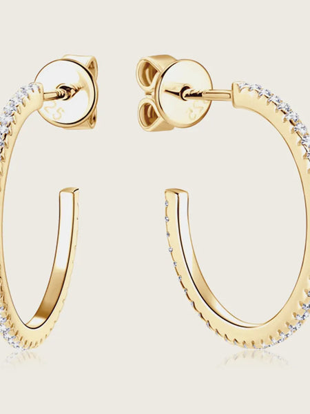 Inlaid Moissanite 925 Sterling Silver C-Hoop Earrings