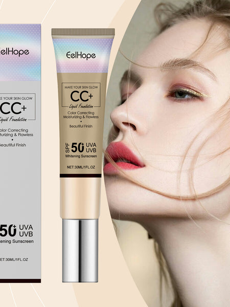 Eelhope Face Cc Cream, Natural Concealer Long-Lasting Moisturizing And Brightening Outdoor Protective Toner Cream