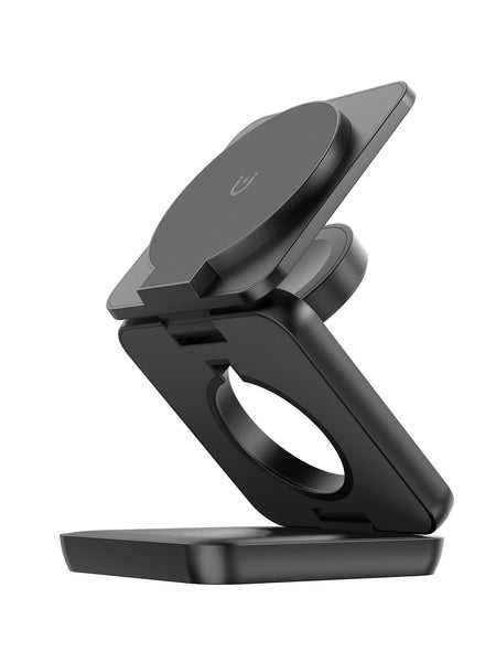 Three in one wireless charger with foldable magnetic suction suitable for iPhone wireless charging, phone holder desktop