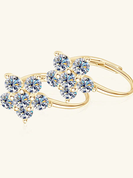 1.2 Carat 925 Sterling Silver Moissanite Flower Huggie Earrings