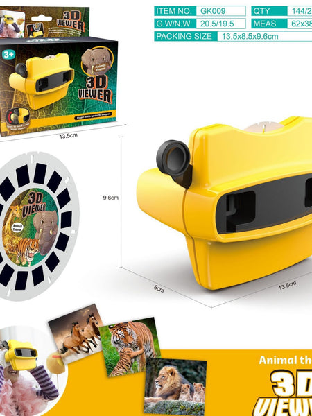 3D Animal Observation Machine Stereoscopic Rotating Wheel, Viewing and Puzzle Education DV Projector Toy