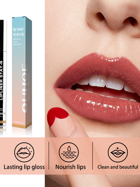 OUHOE Stripping Lip Liner (Light Brown) Enriches Lip Lines, Highlights Lip Color Without Makeup Smudging. Stripping Lip Liner