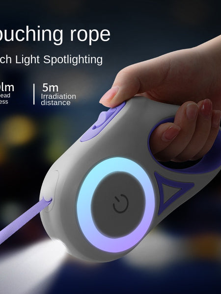 Dog walking rope with LED light automatic retractable traction rope non gripping dog traction rope pet supplies