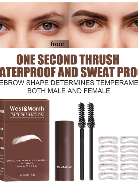 West&month 24 Thrush Molds, Lazy Brow Print Eyebrow Powder Set Durable Waterproof, Sweat Resistant, Makeup Free And Smudge