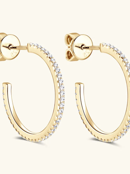 Inlaid Moissanite 925 Sterling Silver C-Hoop Earrings