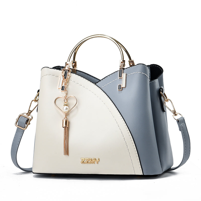 Korean Style Color Block Bucket Bag — Large Capacity Shoulder, Crossbody & Handheld Women's Bag