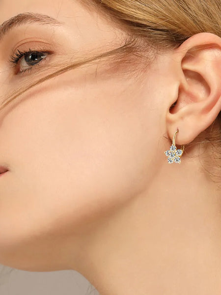 1.2 Carat 925 Sterling Silver Moissanite Flower Huggie Earrings