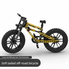 Off road soft tail bicycle assembly building block diamond frame front double suspension rear single suspension chain linkage