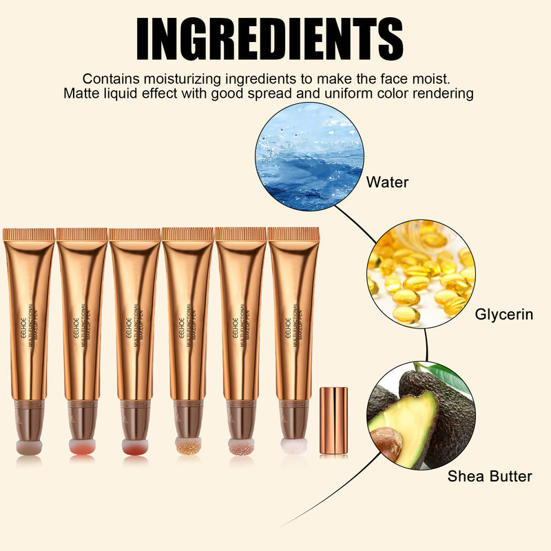 EELHOE Multifunctional Makeup Pen, Face Light Highlight Natural Three-Dimensional Liquid Contour Beauty Stick