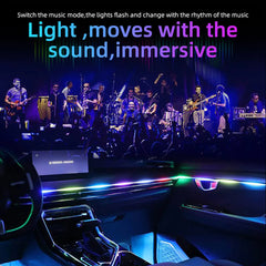 10 in 1 Car LED Acrylic Light Strip RGB Symphony Auto Interior Strip Lights Remote/APP Control Decorative Atmosphere Lamp
