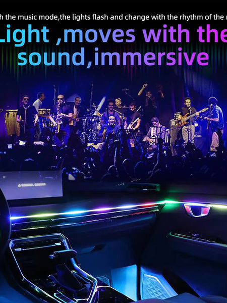 10 in 1 Car LED Acrylic Light Strip RGB Symphony Auto Interior Strip Lights Remote/APP Control Decorative Atmosphere Lamp