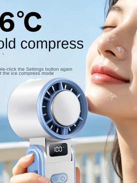 Handheld High-Speed Ice Cooling Fan — 100-Speed USB Rechargeable Portable Personal Fan, 3600mAh