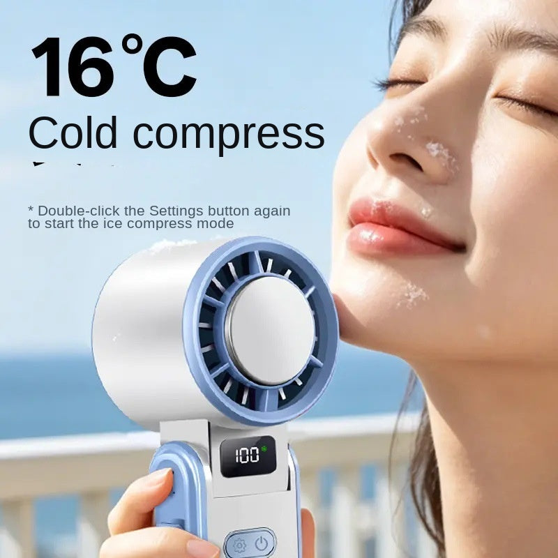 Handheld High-Speed Ice Cooling Fan — 100-Speed USB Rechargeable Portable Personal Fan, 3600mAh
