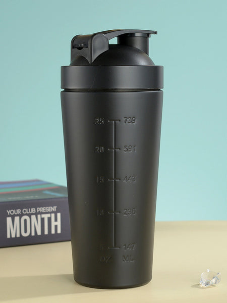 Stainless Steel Protein Shaker Bottle with Mixing Ball - Leak-Proof Gym & Sports Portable Shaker Cup