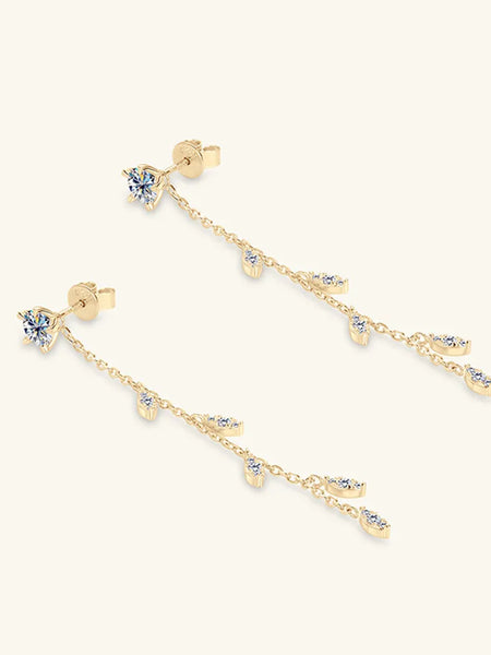 1.38 Carat Moissanite 925 Sterling Silver Leaf Earrings