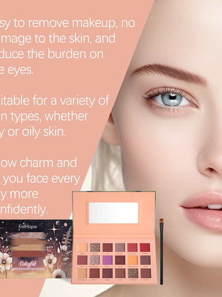 Eelhope 18-Color Eyeshadow Palette Eyeshadow Makeup Eyeshadow Multicolor Eye Palette With 18-Color Everyday Glitter