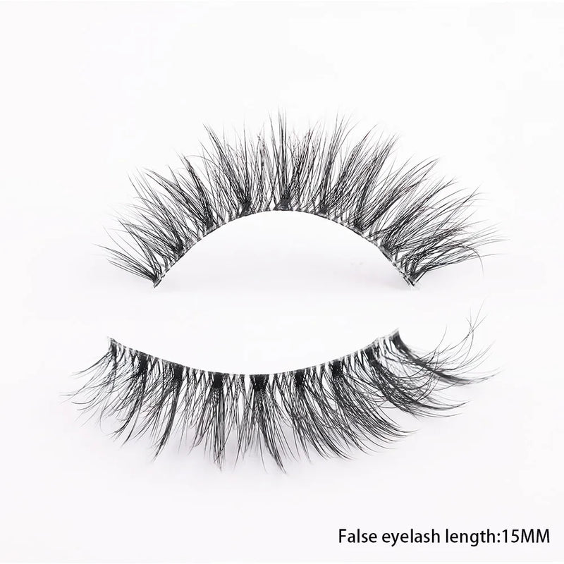 Clear Band Eyelashes Natural Fluffy 3D Mink Lashes D Curl  Volume Wispy False Eyelashes With Clear Band Soft  Reusable Lashes