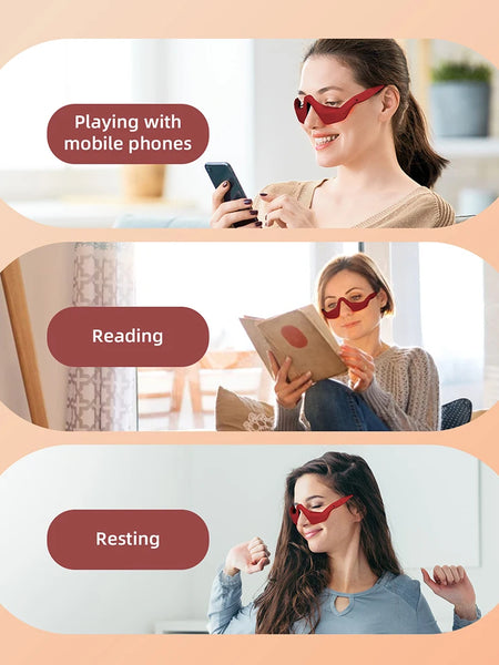 Red Eye Massager Under-Eye Glasses Massager Relieves Eye Fatigue Eyes Massage Glasses Eye Fatigue Relief Massager