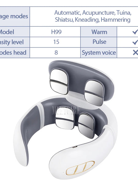Smart Back Neck Massager Electric TENS Pulse Cervical Muscle Massages Wireless Shoulder Health Care H99 H62 JT88 F6Device