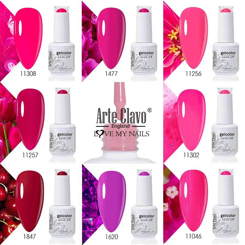 Arte Clavo Rose Red Color Series 15ml Gel Nail Polish Hot Sale Long Lasting Soak Off Varnish Hybrid Nail Art Top Bsae Maincure
