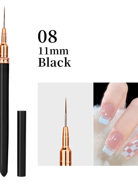 6/9/12/15/18mm Nail Art Liner Brush Metal Handle Painting Acrylic French Stripe Drawing Pen UV Gel Polish Nail Art Manicure Tool