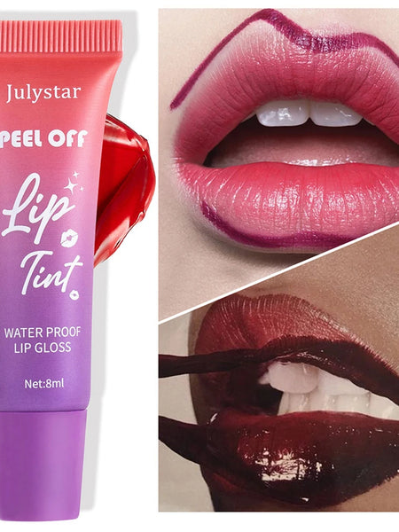 6 Colors Tear Off Lip Glaze Fruity Matte Liquid Lipstick Tint Color Dye Waterproof Lip Stain Lasting Makeup Peel Off Cosmetics