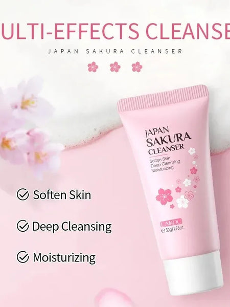 LAIKOU Sakura Facial Cleanser Foam Face Wash Remove Blackhead Moisturizing Shrink Pores Deep Cleaning Oil Control Skin Care 50g