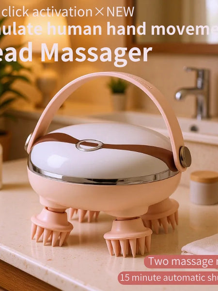 Rechargeable Waterproof Electric Scalp Massager Handheld Head Massager with 4 Massage Claws for Stress Relax Body Neck Back Pet