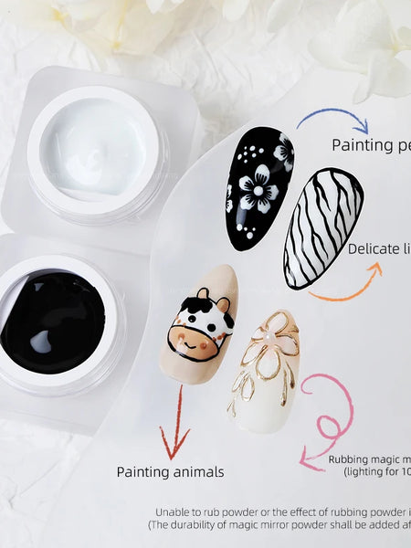 5ml Nail Art Painting UV Gel Polish Black White Colors 3D Flower Drawing Soak Off LED Paint Liner Cure Varnish Manicure Polish