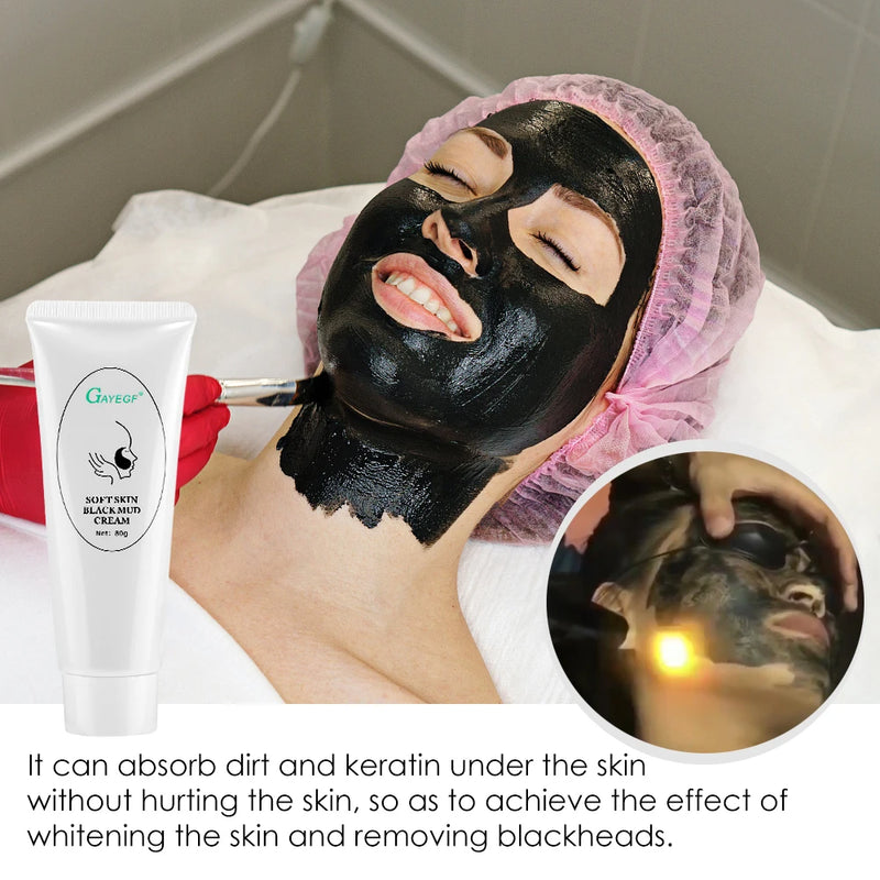 80g Black Mud Cream Face Mask for Skin Regeneration Facial Skin Care Deep Cleansing Carbon Laser Activated Nano Carbon Gel