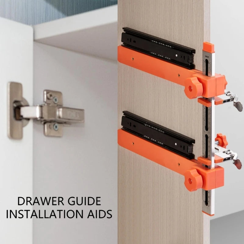 Drawer Slide Installation Jig — Adjustable Toggle Clamp Cabinet Hardware Jig with Scale Markings