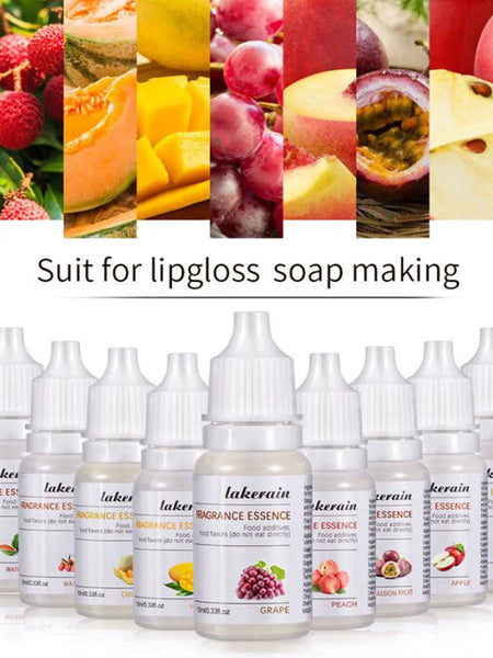 Lip Gloss DIY 10ml Pure Fruit Fragrance Oil Diffuser Essential Oils Strawberry Flavoring Oil For Soap Making Lipgloss Essence
