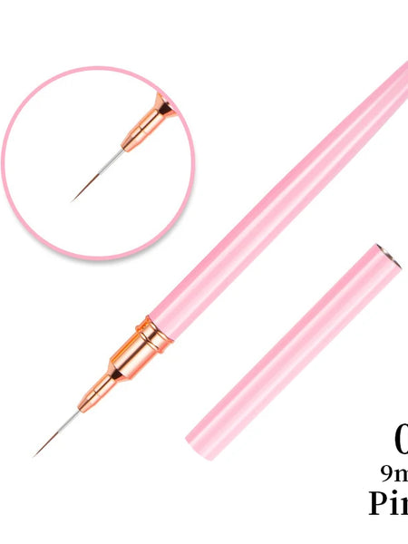 6/9/12/15/18mm Nail Art Liner Brush Metal Handle Painting Acrylic French Stripe Drawing Pen UV Gel Polish Nail Art Manicure Tool