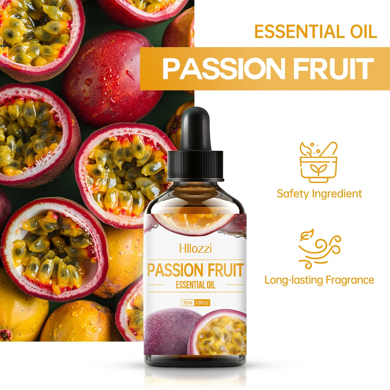 Hllozzi Passion Fruit Aromatherapy Essential Oil with Glass Dropper for Skin Care, Massage, Home Aromatherapy, and Cleansing
