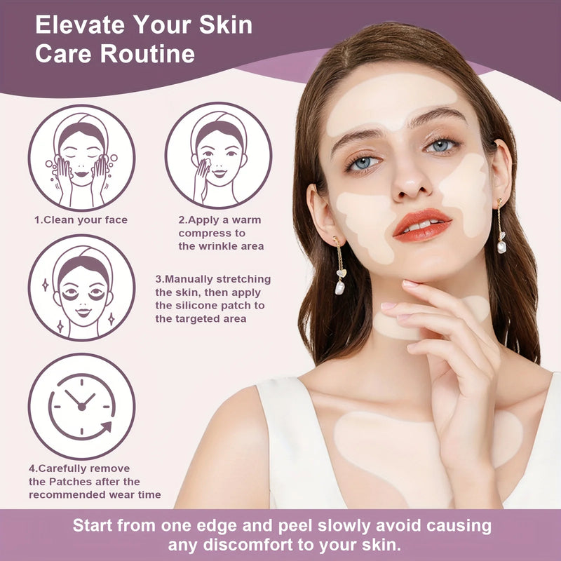 Reusable Silicone Face Neck Forehead Wrinkle Patches Anti-Wrinkle Facial Patches for Fine Line Overnight Use Smoother Appearance