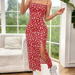 Fall 2025 Long Dress Strapless Wrap Chest High Slit Daisy Leopard Print Wrap around Skirt Maxi Dress