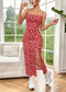 Fall 2025 Long Dress Strapless Wrap Chest High Slit Daisy Leopard Print Wrap around Skirt Maxi Dress
