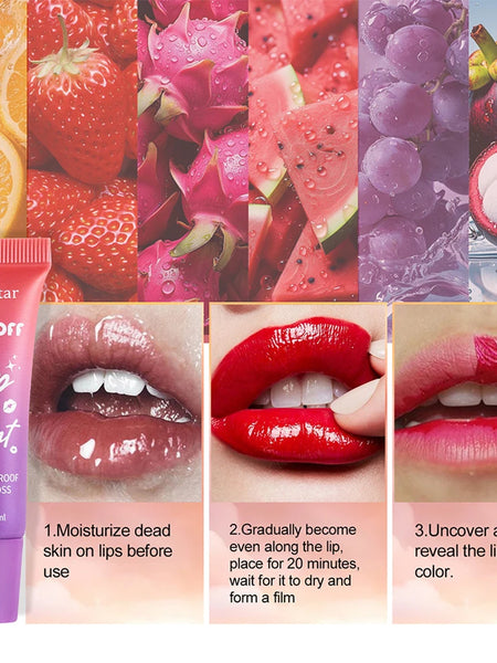 6 Colors Tear Off Lip Glaze Fruity Matte Liquid Lipstick Tint Color Dye Waterproof Lip Stain Lasting Makeup Peel Off Cosmetics