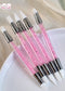 5pcs Pink Sculpture Dotting Pen Nail Art Silicone Brush Double-Head Carving Painting Modeling Sculpting Tool for Decal Embossing