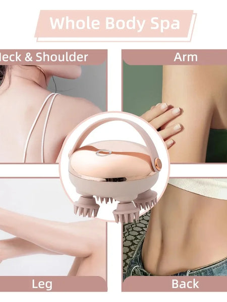 Rechargeable Waterproof Electric Scalp Massager Handheld Head Massager with 4 Massage Claws for Stress Relax Body Neck Back Pet