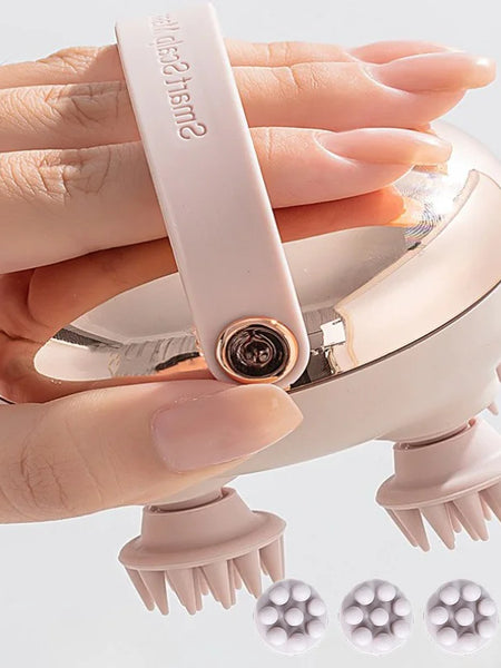 Rechargeable Waterproof Electric Scalp Massager Handheld Head Massager with 4 Massage Claws for Stress Relax Body Neck Back Pet