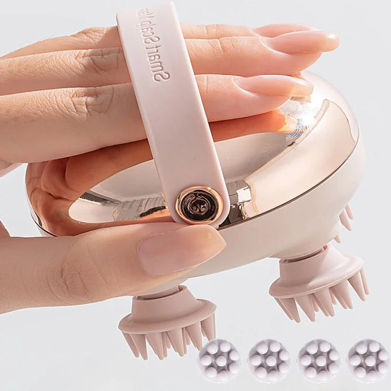 Rechargeable Waterproof Electric Scalp Massager Handheld Head Massager with 4 Massage Claws for Stress Relax Body Neck Back Pet