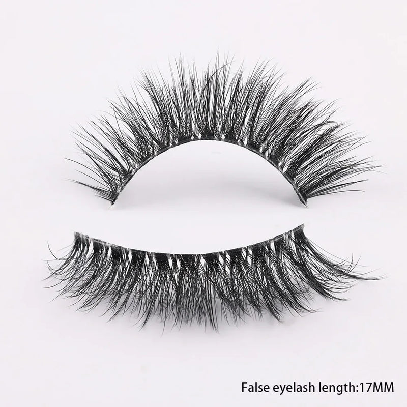 Clear Band Eyelashes Natural Fluffy 3D Mink Lashes D Curl  Volume Wispy False Eyelashes With Clear Band Soft  Reusable Lashes