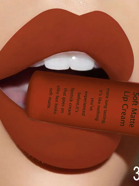 QIBEST Sexy Velvet Matte Lip Gloss Liquid Lipstick Lipgloss Beauty Red Nude Waterproof Long-lasting Lip Stain Makeup For Women
