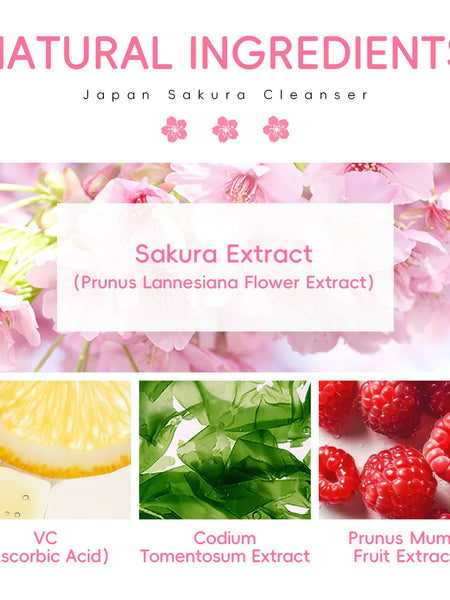 LAIKOU Sakura Facial Cleanser Foam Face Wash Remove Blackhead Moisturizing Shrink Pores Deep Cleaning Oil Control Skin Care 50g