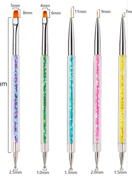 5Pcs Nails Art Dotting Pen Nails Brushes For Nails Art Accessories Tools Kits Nail Supplies For Professionals Manicure Set