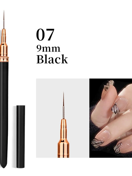 6/9/12/15/18mm Nail Art Liner Brush Metal Handle Painting Acrylic French Stripe Drawing Pen UV Gel Polish Nail Art Manicure Tool