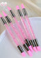 5pcs Pink Sculpture Dotting Pen Nail Art Silicone Brush Double-Head Carving Painting Modeling Sculpting Tool for Decal Embossing
